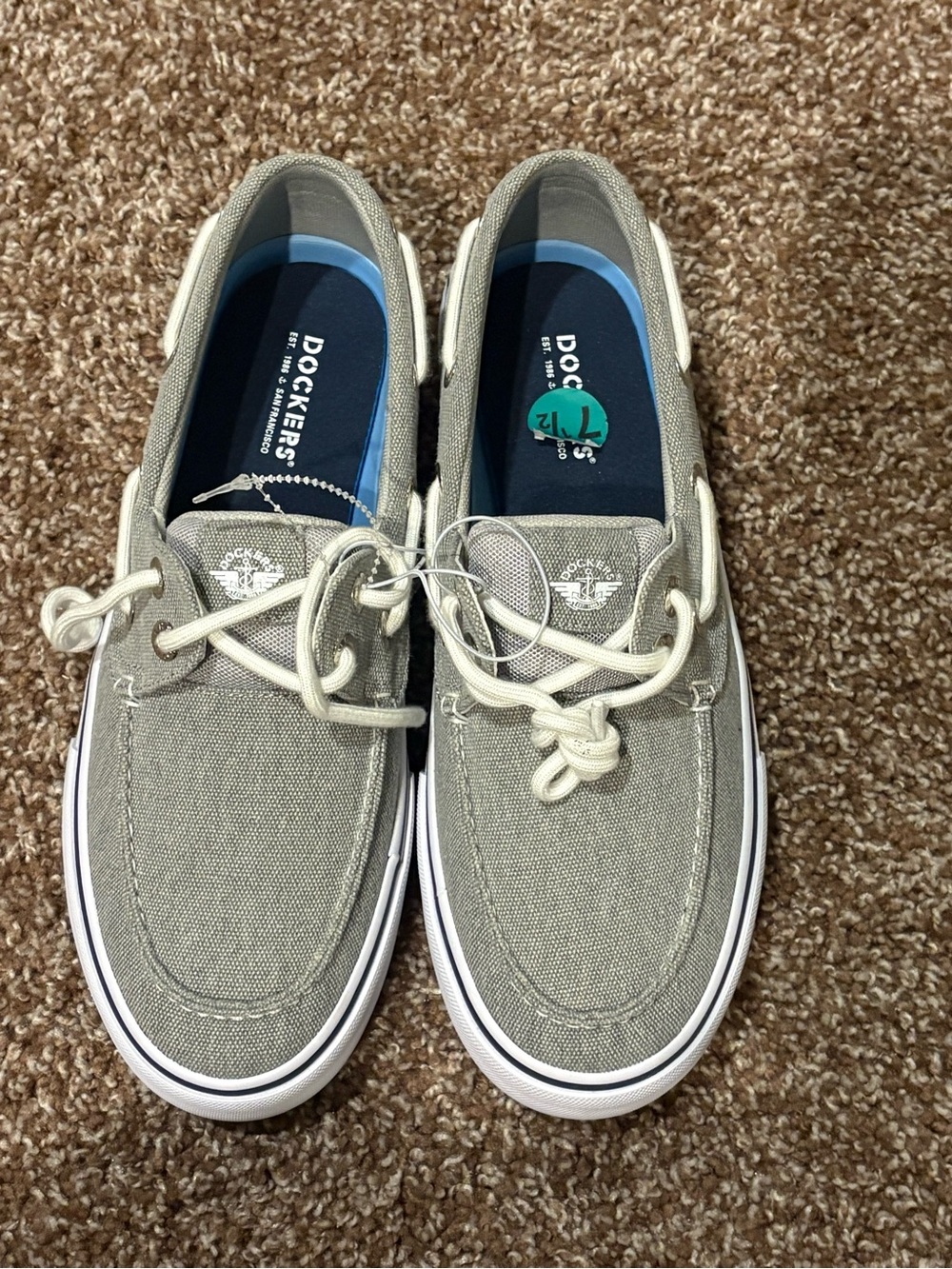 Dockers Men's Light Gray Canvas Boat Shoes with White Laces